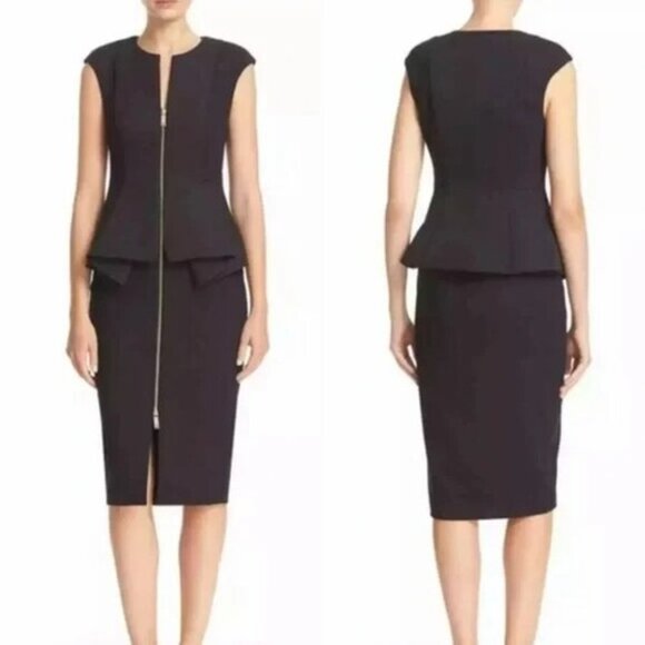 Ted Baker London Women's Siona Zip Front Fitted Peplum Dress - Picture 1 of 14